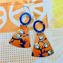 Load image into Gallery viewer, Blossoms at Sunset Small Fans Zero Waste Tin Earrings