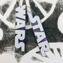 Load image into Gallery viewer, Star Wars Logo Long Recycled Tin Earrings