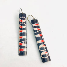 Load image into Gallery viewer, Tattoo Typography Long Narrow Tin Earrings