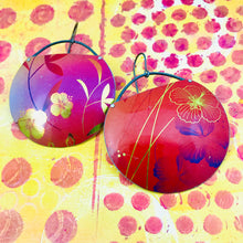 Load image into Gallery viewer, Hibiscus Circles Recycled Tin Earrings