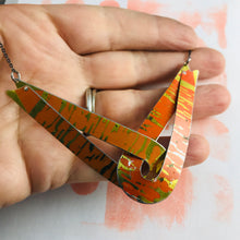 Load image into Gallery viewer, Entwined Orange Horseshoes Zero Waste Tin Necklace