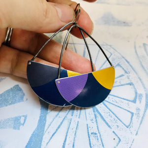Midnight Blue, Grape & Gold Upcycled Tin Earrings