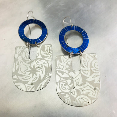 Silver Damask Chunky Horseshoes Zero Waste Tin Earrings
