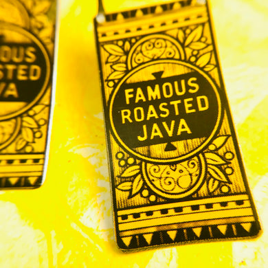 Famous Roasted Java Long Rectangular Tin Earrings