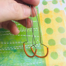 Load image into Gallery viewer, Quirky Orange Spiraled Tin Earrings