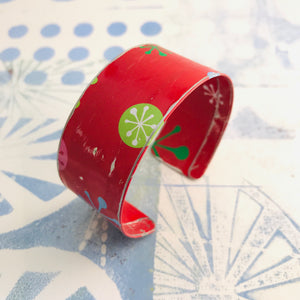 Mod Asterisks on Red Upcycled Tin Cuff