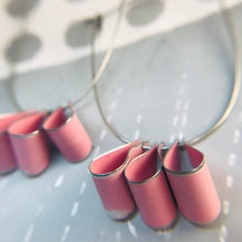 Load image into Gallery viewer, Pink Multi U Hoop Upcycled Tin Earrings