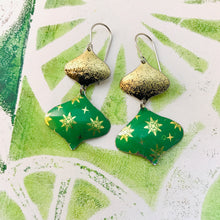 Load image into Gallery viewer, Paris Greens &amp; Gold Rex Ray Zero Waste Tin Earrings