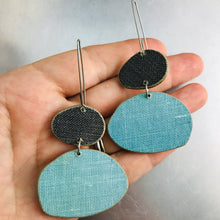 Load image into Gallery viewer, Book Pebbles Charcoal &amp; Aqua Recycled Book Cover Earrings