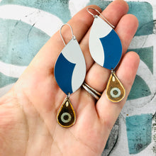 Load image into Gallery viewer, White Cloud Upcycled Long Pod Tin Earrings