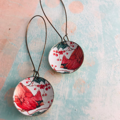 Winter Cardinals Large Basin Earrings