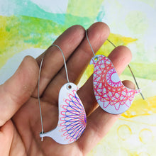 Load image into Gallery viewer, Spirograph 1 Birds on a Wire Upcycled Tin Earrings