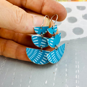 Bright Blue Stacked Half Moons Earrings