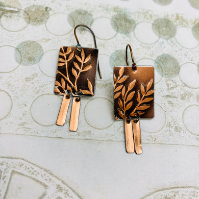 Coppery Leaves Windows Upcycled Tin Earrings