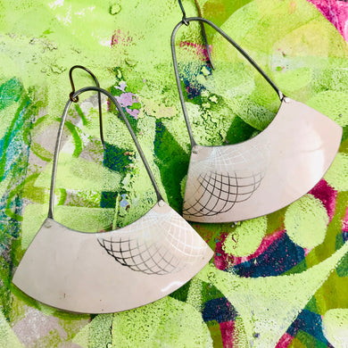 Palest Pink Spirograph Wide Arc Zero Waste Earrings