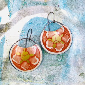 Blossom on Rust Upcycled Tin Earrings