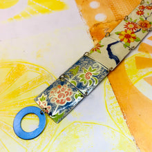 Load image into Gallery viewer, Vintage Flowery Upcycled Tin Bracelet