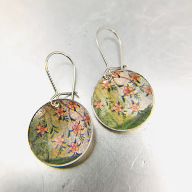 Tiny Pink Blossoms Tiny Dot Tin Earrings