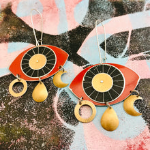 Load image into Gallery viewer, Protective Red Eye Talisman Zero Waste Tin Earrings