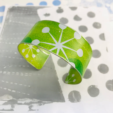 Mod Asterisk on Spring Green Upcycled Tin Cuff