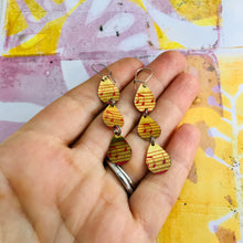 Load image into Gallery viewer, Musical Notes Tri-Teardrop Upcycled Tin Earrings