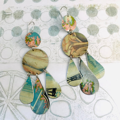 Bathhouse Blues Zero Waste Tin Chandelier Earrings
