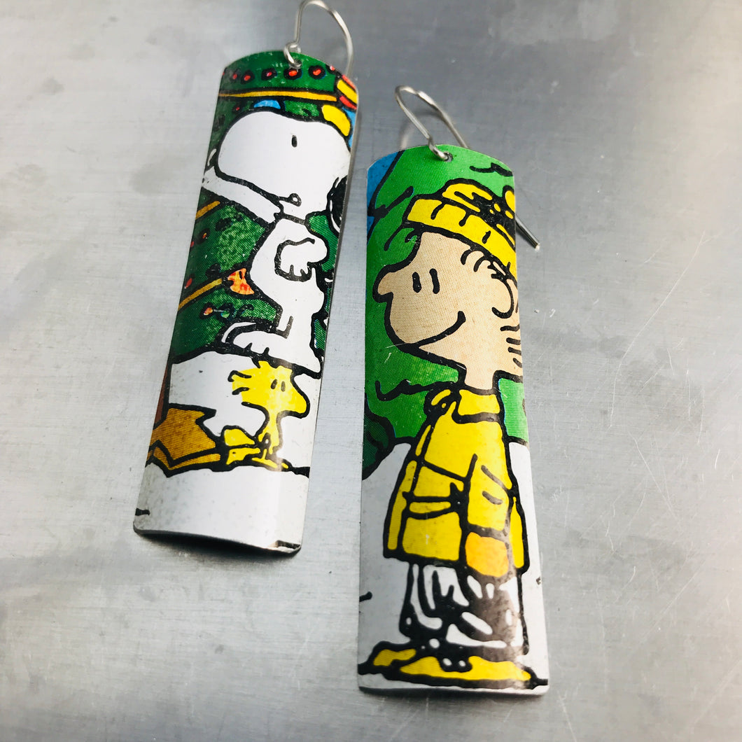 Snoopy, Woodstock & Linus Narrow Rectangle Tin Earrings