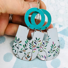 Load image into Gallery viewer, Colorful Olive Leaves Chunky Horseshoes Zero Waste Tin Earrings
