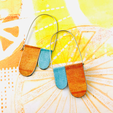 Aqua & Dreamsicle Arch Dangle Tin Earrings