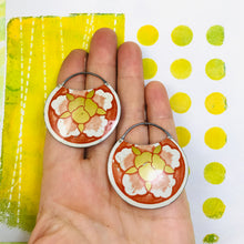 Load image into Gallery viewer, Blossom on Rust Upcycled Tin Earrings