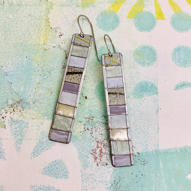 Fenced & Folded Whites Rectangle Tin Earrings