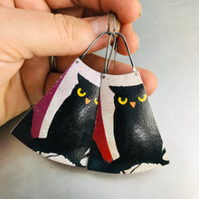Load image into Gallery viewer, Halloween Owl Upcycled Tin Earrings