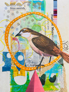 Listen Carefully  •  Collage on Upcycled Book Cover