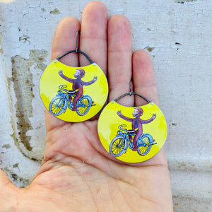 No Hands! Curious George Circles Upcycled Tin Earrings