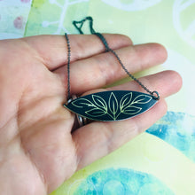 Load image into Gallery viewer, Golden Leaves on Black Wide Arc Zero Waste Necklace