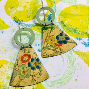Multicolor Blossoms Small Fans Tin Earrings