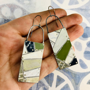 Mixed Neutrals Tesserae Arched Wire Tin Earrings