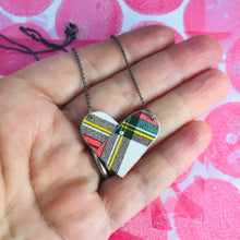 Load image into Gallery viewer, Stewart Dress Tartan Tin Heart Recycled Necklace