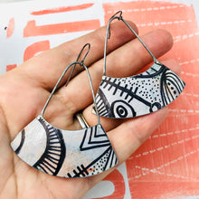 Load image into Gallery viewer, Ink Doodle Wide Arc Zero Waste Earrings