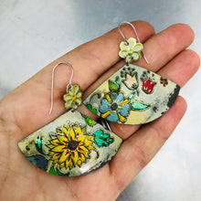 Load image into Gallery viewer, Vintage Flowery Fans Upcycled Tin Earrings