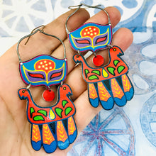 Load image into Gallery viewer, #1 Haida Mask Recycled Tin Chandelier Earrings