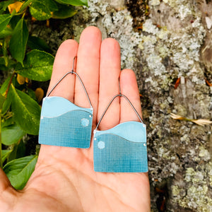 Wavescape Blues Upcycled Tin Earrings
