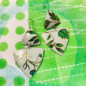 Green Leaves Tourmaline Zero Waste Tin Earrings Ethical Jewelry