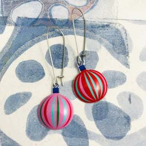 Bright Round Christmas Ornaments Tin Earrings