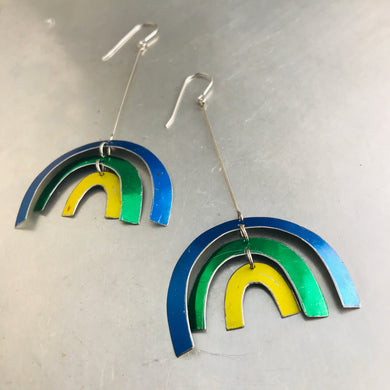 Shimmery Cool Rainbows Upcycled Tin Earrings