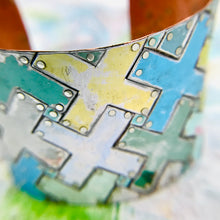 Load image into Gallery viewer, Cool Positive Upcycled Tesserae Wide Tin Cuff