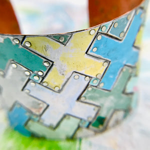 Cool Positive Upcycled Tesserae Wide Tin Cuff