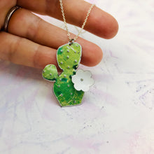 Load image into Gallery viewer, Prickly Pear Snowy Blossom Recycled Tin Necklace