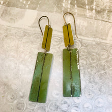 Load image into Gallery viewer, Vintage Greens Lid Edges Recycled Tin Earrings