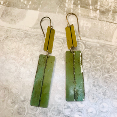 Vintage Greens Lid Edges Recycled Tin Earrings